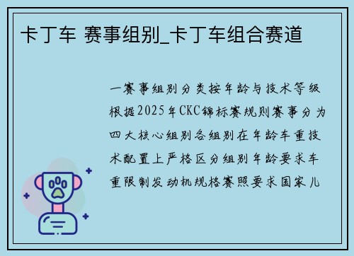 卡丁车 赛事组别_卡丁车组合赛道